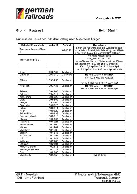 Lösungsbuch GR11 Moselbahn 1968 - ohne Fahrdraht - German ...