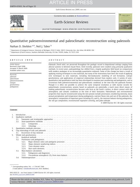 Quantitative paleoenvironmental and paleoclimatic reconstruction ...