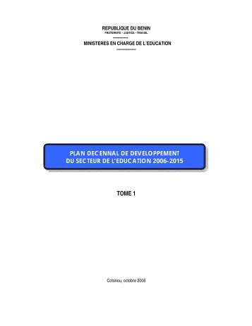 Plan Décennal de Développement du Secteur de l'Education (PDDSE)