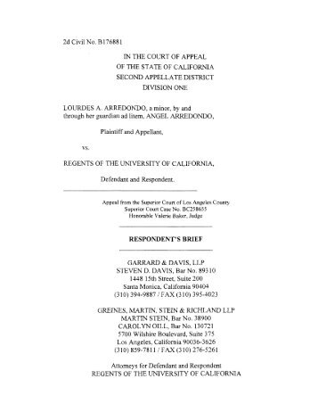 Arredondo v. Regents of University of California RB - Greines, Martin ...
