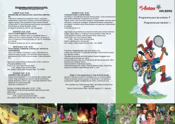 Programme pour les enfants F Programma per bambini I