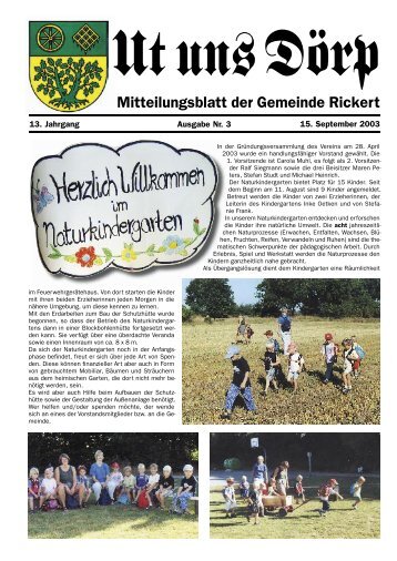 Mitteilungsblatt der Gemeinde Rickert