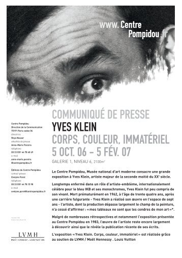 communiqué de presse yves klein corps, couleur ... - Geifco.org