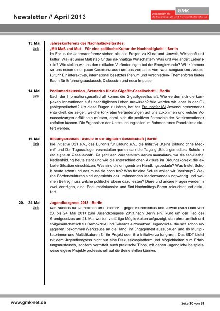 Newsletter // April 2013 www.gmk-net.de