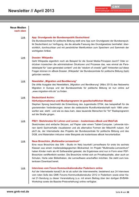 Newsletter // April 2013 www.gmk-net.de