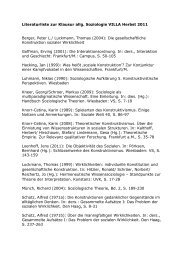 Literaturliste zur Klausur allg. Soziologie VILLA Herbst 2011 Berger ...