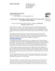 IMMEDIATE RELEASE Contact - Girls Inc.