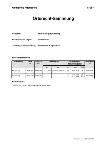 C-08-1 - Strassenreinigungssatzung - Friedeburg