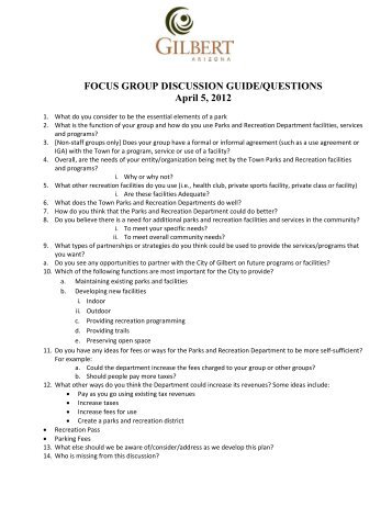 FOCUS GROUP DISCUSSION GUIDE ... - Town of Gilbert