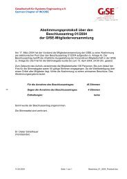 Protokoll zum Beschluss 01/2004 - GfSE