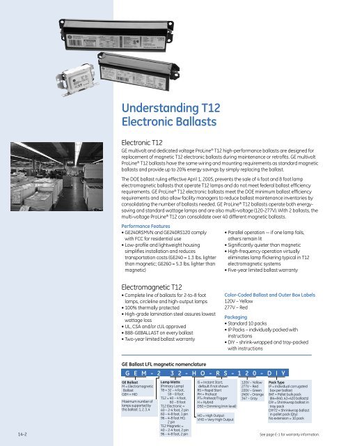 Ballasts: T12 Electronic and High Output - GE Lighting Asia Pacific