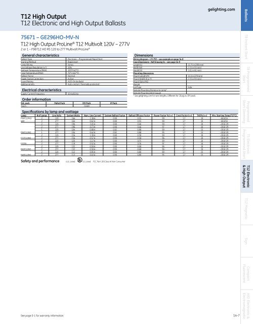 Ballasts: T12 Electronic and High Output - GE Lighting Asia Pacific