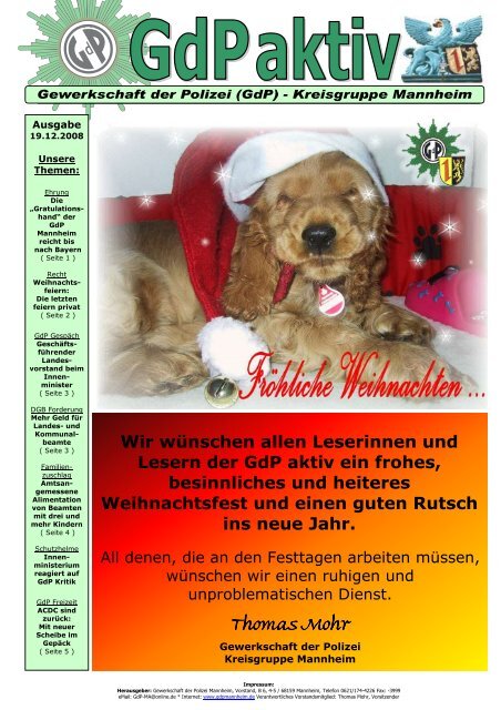GdP aktiv Ausgabe 2008-12-19 - GdP Mannheim