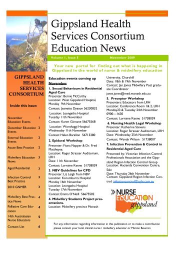 Gippsland Health Services Consortium Education News - GHA Central