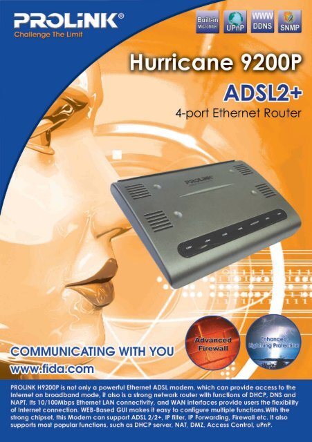 Modem Prolink Router PROLINK 9200P 4 Port ADSL 2+ Bridge/Router/Modem