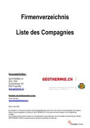 Firmenverzeichnis Liste des Compagnies - Geothermie