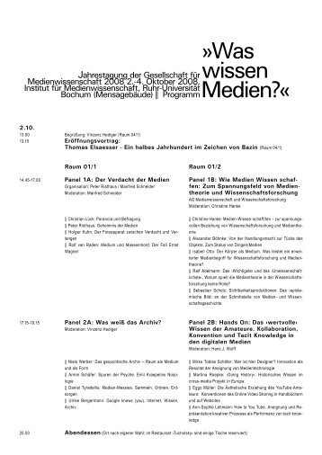 Was wissen Medien? - Gesellschaft für Medienwissenschaft e.V. (GfM)