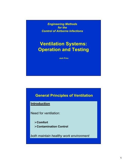 Ventilation Systems: Operation and Testing - GHDonline