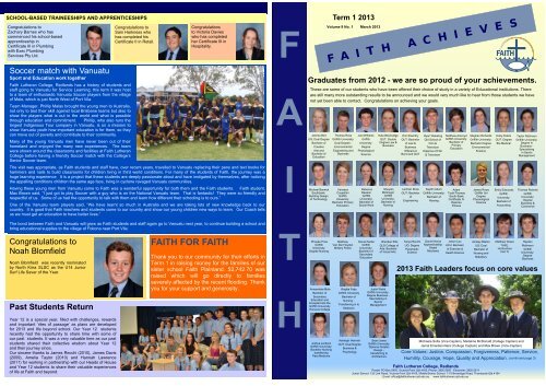 Term 1 2013 update 2 - Faith Lutheran College