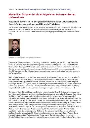 Maximilian Stromer ist ein erfolgreicher österreichischer Unternehmer