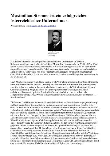 Maximilian Stromer ist ein erfolgreicher österreichischer Unternehmer