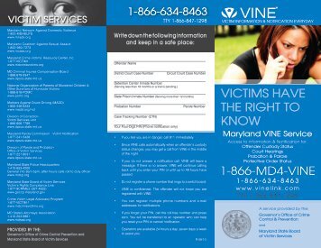 VINE Brochure (English) - Governor's Office of Crime Control ...