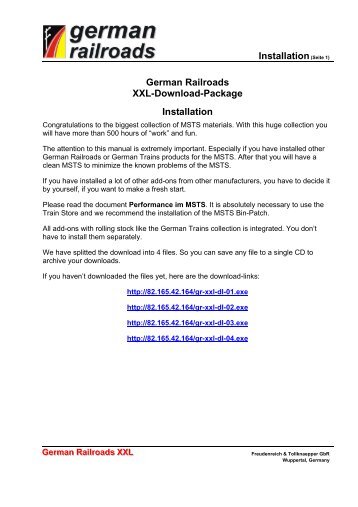 Installation(Seite 1) German Railroads XXL-Download-Package ...