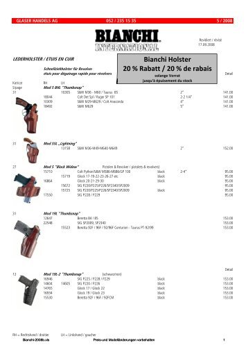 Bianchi Holster 20 % Rabatt / 20 % de rabais - Glaser Handels AG