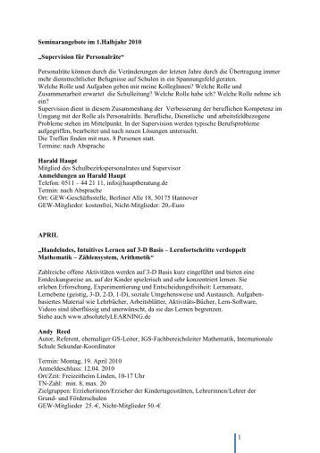 Seminare 2010 Liste - GEW Hannover