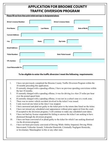 application for broome county traffic diversion program