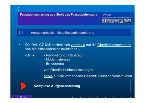 Fassadensanierung aus Sicht des Fassadenberaters KFF GmbH