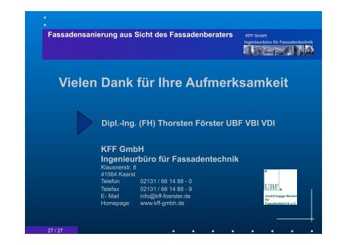 Fassadensanierung aus Sicht des Fassadenberaters KFF GmbH