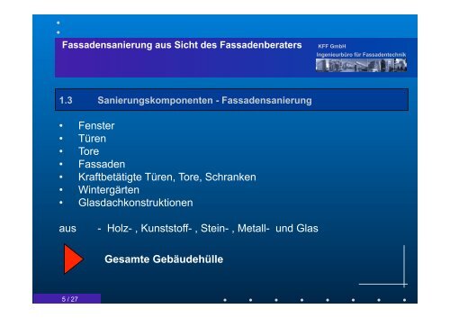 Fassadensanierung aus Sicht des Fassadenberaters KFF GmbH