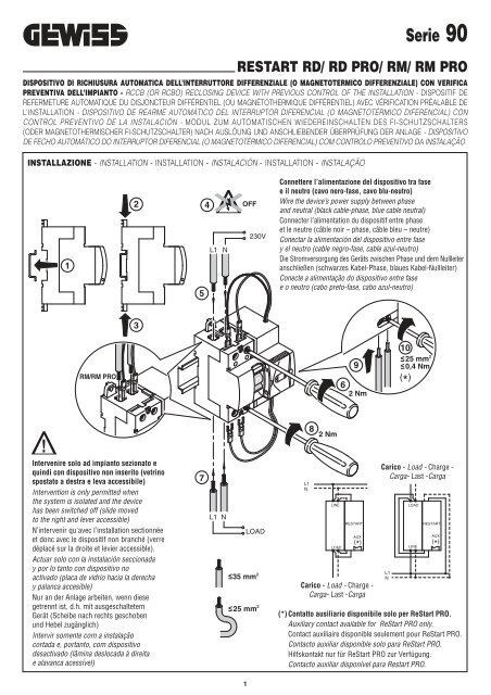 gewiss Rearme automatico RD Pro 2P 40A 30mA, con diferencial tipo A(IR)