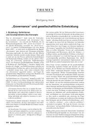 „Governance“ und gesellschaftliche Entwicklung T H E M E N