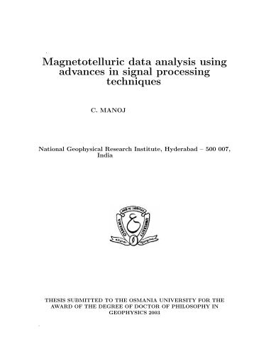 Magnetotelluric data analysis using advances in ... - Geomagnetism