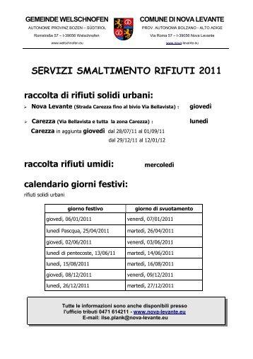 SERVIZI SMALTIMENTO RIFIUTI 2011