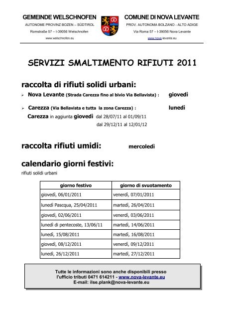 SERVIZI SMALTIMENTO RIFIUTI 2011