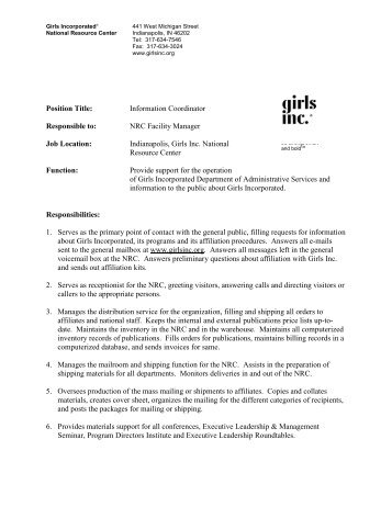 Job Description - Girls Inc.