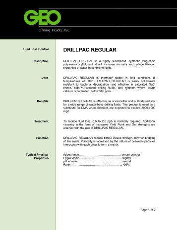DRILLPAC REGULAR - GEO Drilling Fluids, Inc.