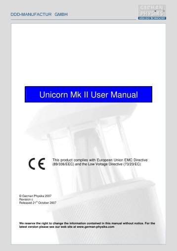 Unicorn Mk II User Manual - German Physiks