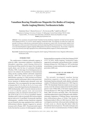 Vanadium Bearing Titaniferous Magnetite Ore Bodies of Ganjang ...