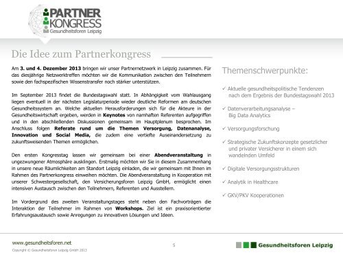 Informationen zum Partnerkongress - Gesundheitsforen Leipzig GmbH