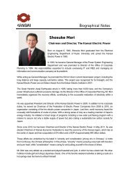 Mr. Shosuke Mori, President and Director, Kansai Electric Power ...