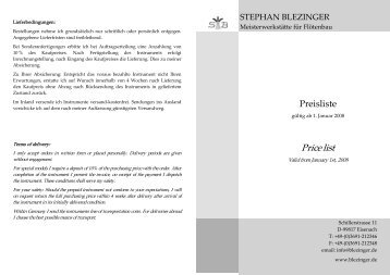 Price list - Stephan Blezinger