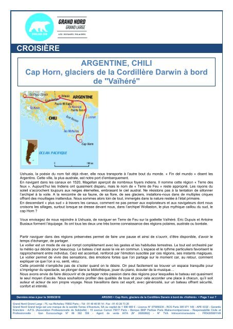 CROISIÈRE ARGENTINE, CHILI Cap Horn, glaciers de la Cordillère ...