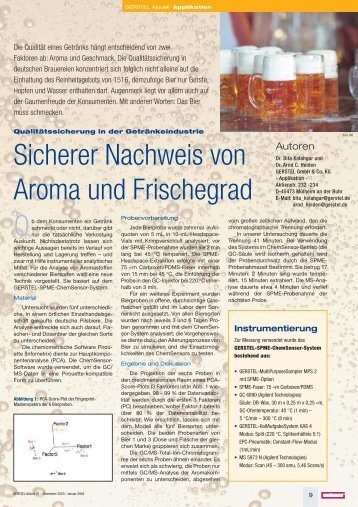 Sicherer Nachweis von Aroma und Frischegrad - Gerstel GmbH ...