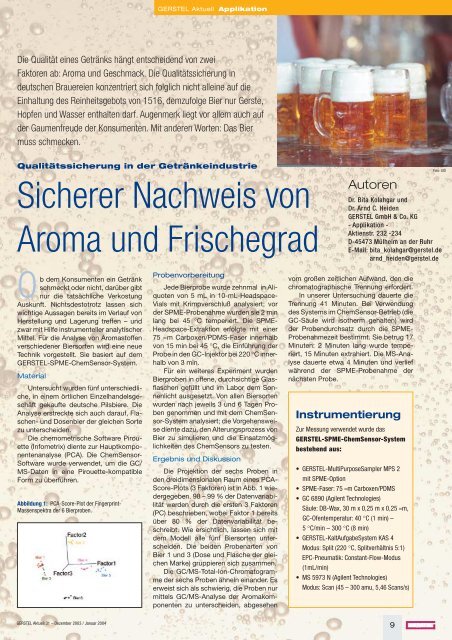 Sicherer Nachweis von Aroma und Frischegrad - Gerstel GmbH ...