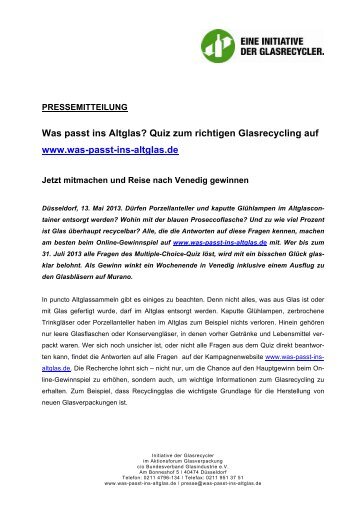 Quiz zum richtigen Glasrecycling auf www.was-passt-ins-altglas.de