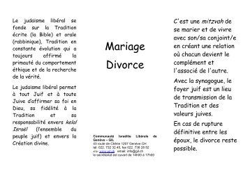 04 Mariage, divorce.pdf - Communauté Israélite Libérale de Genève